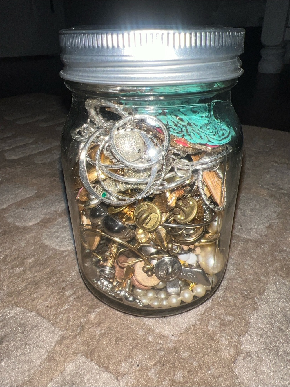 Mystery jewelry jar in Glass Mason Jar Storage with lid -